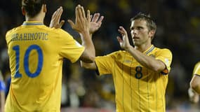 Zlatan Ibrahimovic et Anders Svensson avec la Suède, en 2012