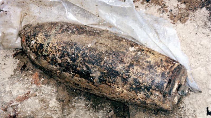 Une bombe anglaise découverte en 1998 en France (illustration).