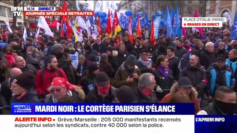 Réforme des retraites: le cortège parisien s'élance en direction des Invalides