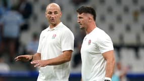 Steve Borthwick avec Tom Curry lors du Mondial 2023