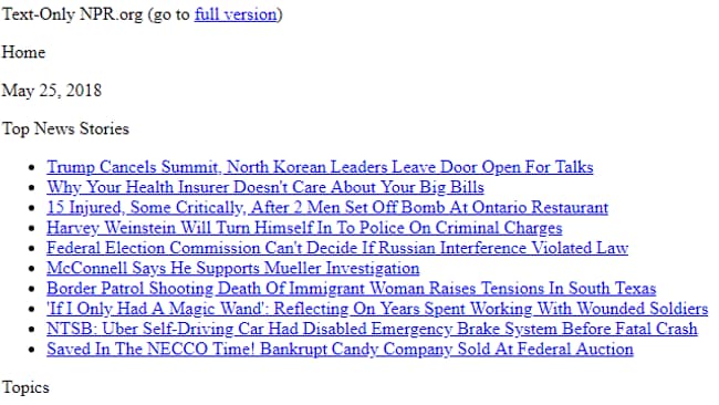 La version "plain text" de NPR. 