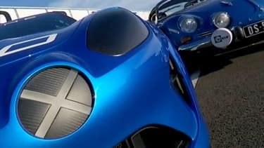 Les nez d'une berlinette Alpine A110 des années 60 et du concept Alpine Celebration de 2015.