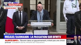 Passation avec Gérald Darmanin: "J'ai aimé retisser avec vous des liens de confiance", assure Didier Migaud (ministre sortant de la Justice)