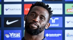 Le capitaine des Springboks Siya Kolisi lors de sa conférence de presse de présentation au Racing 92