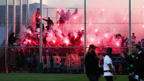 Les supporters de Strasbourg à Ajaccio, le 5 novembre 2022.