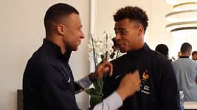 Kylian Mbappé accueille Désiré Doué à Clairefontaine deux jours après la victoire du PSG en Ligue des champions, le 2 juin 2025