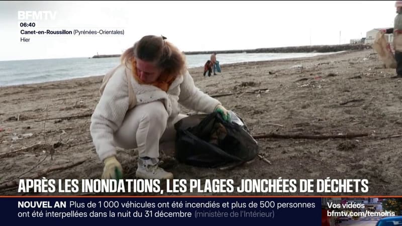 Pyrénées-Orientales: après les inondations, les plages jonchées de déchets