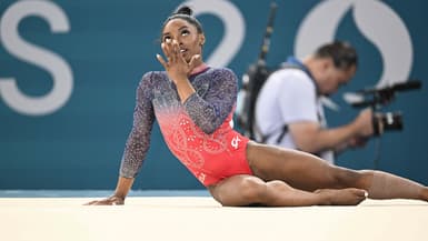 Simone Biles lors du concours au sol des JO de Paris 2024, le 5 août 2024