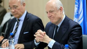 L'émissaire de l'ONU pour la Syrie, Staffan de Mistura lors des discussions de paix sur la Syrie, le 25 février 2017 à Genève