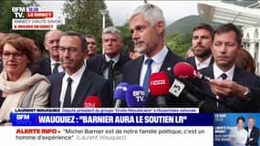 "Michel Barnier aura le soutien très clair" des Républicains, assure Laurent Wauquiez 