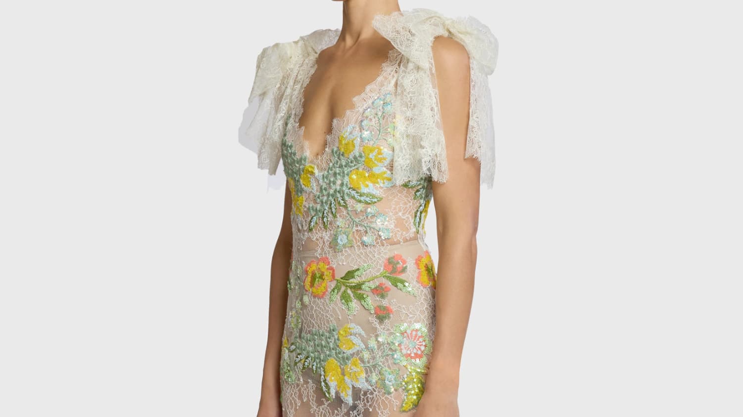 Robe à fleurs et dentelle, par Elie Saab Robe à fleurs et dentelle, par Elie Saab
