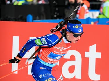 Julia Simon lors du relais féminin à Antholz, le 22 janvier 2023.