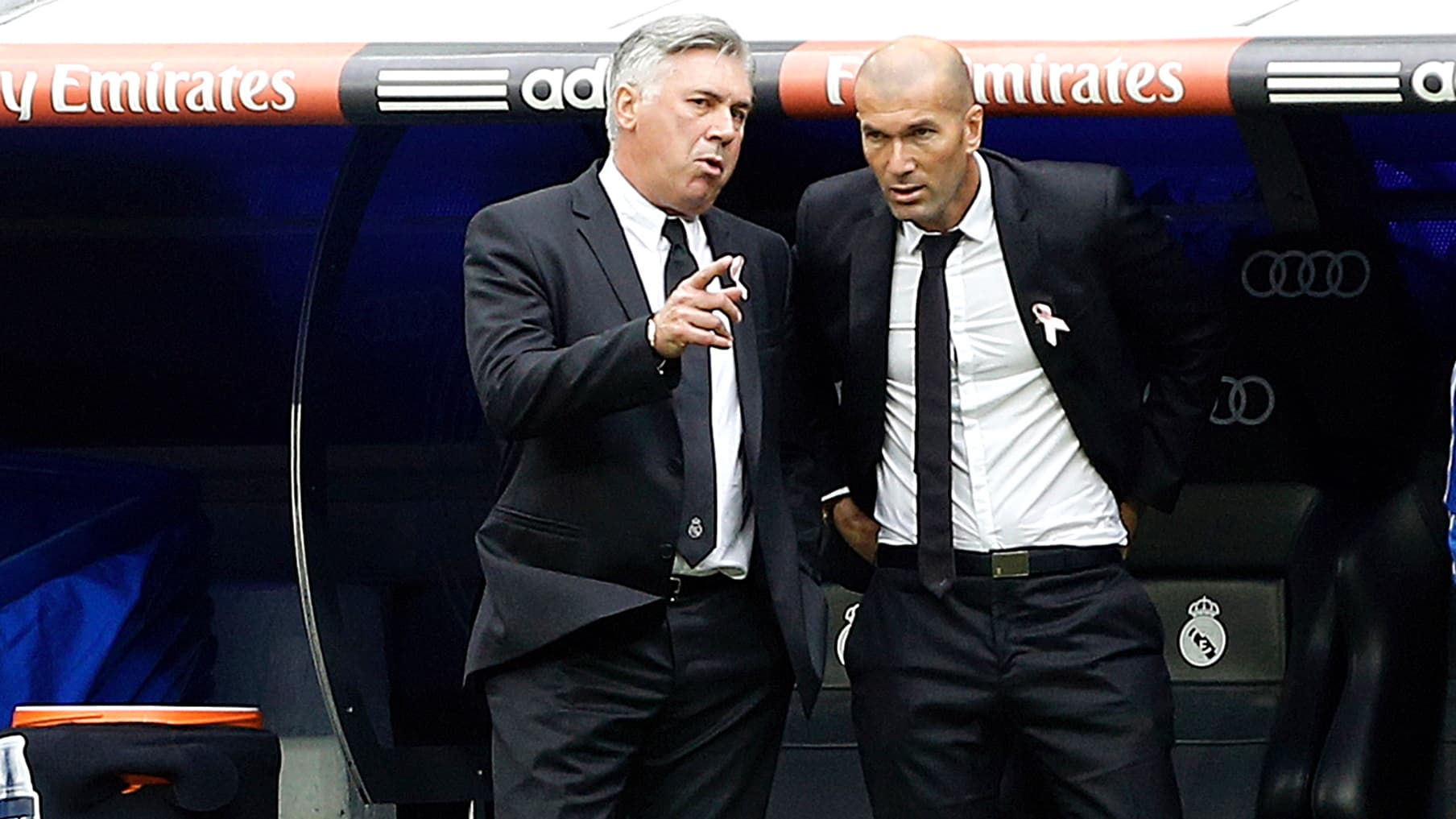 Zinédine Zidane adjoint de Carlo Ancelotti au Real Madrid, le 19 octobre 2013
