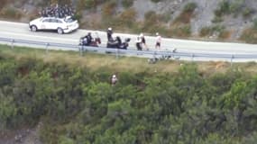 Brandon McNulty est passé sous la glissière de sécurité lors de la chute, 13e étape de la Vuelta, 30 août 2024