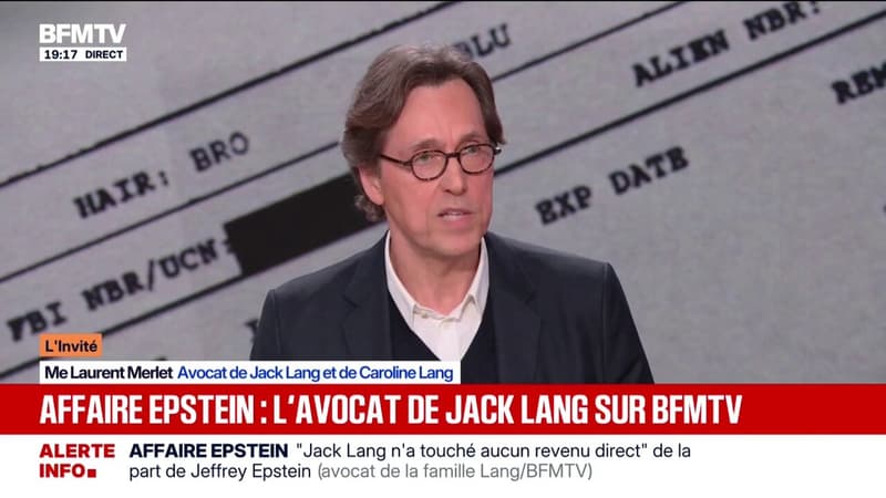 "Jack Lang est horrifié, il me dit que [Jeffrey Epstein] est un homme affreux", déclare son avocat Laurent Merlet