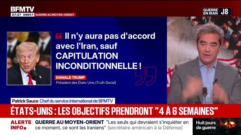 Guerre au Moyen-Orient: Donald Trump affirme qu'il "n'y aura pas d'accord avec l'Iran" sauf en cas de "capitulation inconditionnelle"