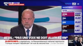 "Pas une voix pour le Rassemblement national", affirme Éric Dupond-Moretti qui appelle tout de même à faire du "cas par cas" selon les candidats LFI présents au second tour