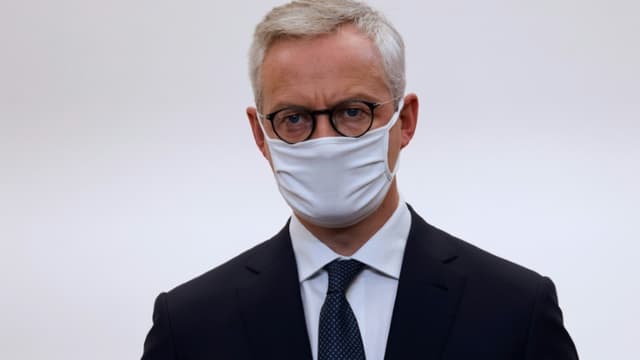 Le ministre de l'Economie Bruno Le Maire lors de la conférence de presse de présentation des mesures de couvre-feu, le 15 octobre 2020 à Paris