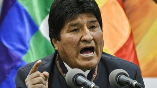Le président bolivien s'exprime lors d'une conférence de presse à La Paz, le 24 octobre 2019