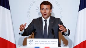 Emmanuel Macron lors de sa traditionnelle allocution aux armées, à la veille du défilé du 14 juillet.