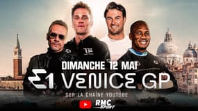 Affiche du E1 Venice GP, étape du championnat du monde de bateaux électriques avec Brady, Perez ou Drogba