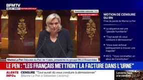 Motions de censure: "La situation politique dans laquelle vous maintenez le pays a des implications internationales", accuse Marine Le Pen