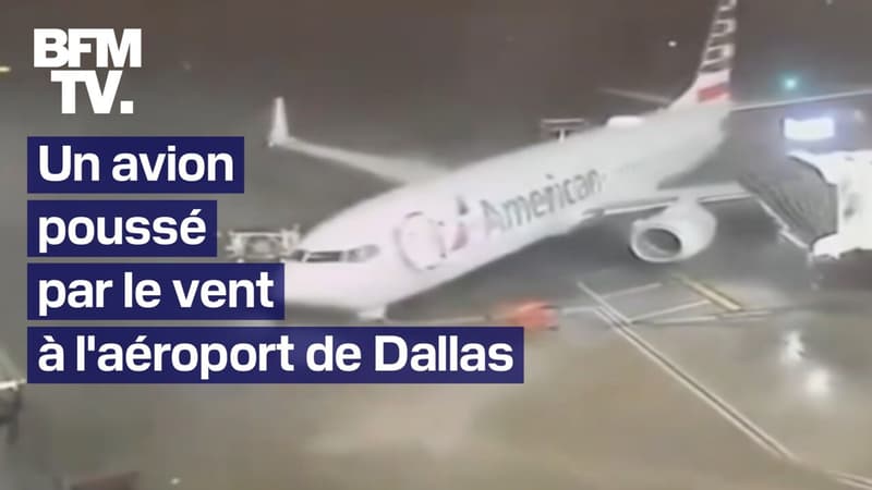 Regarder la vidéo Les images d'un Boeing 737 poussé par des rafales de vent sur le tarmac de l'aéroport de Dallas