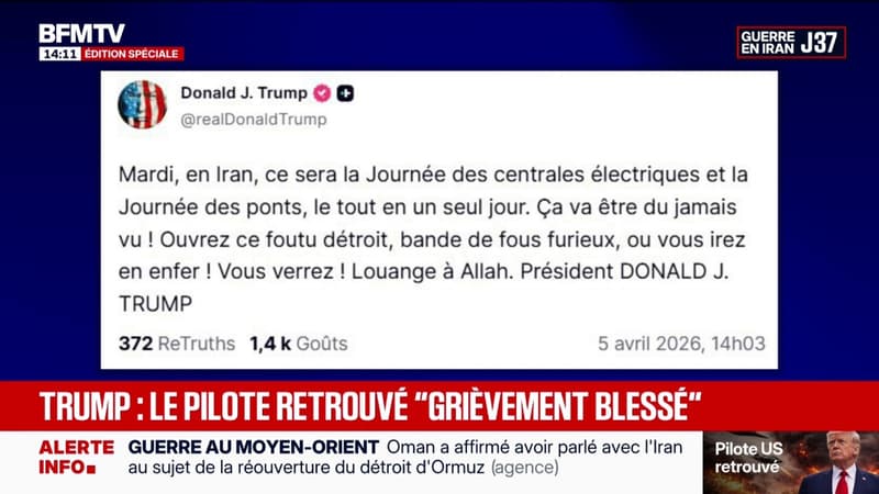 Guerre au Moyen-Orient: "Ouvrez ce foutu détroit ou vous irez en enfer", menace Donald Trump