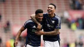 Ollie Watkins et Morgan Rogers lors de Southampton-Aston Villa, le 12 avril 2025.