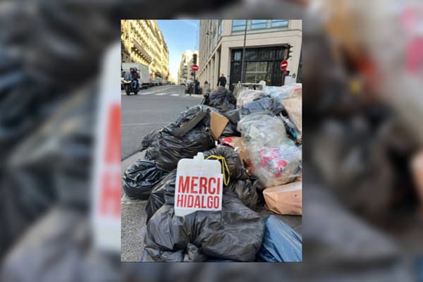 Des stickers "Merci Hidalgo" ont été collés sur les poubelles à Paris.