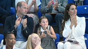 Le prince William, la princesse Charlotte et Kate Middleton le 2 août 2022 aux Jeux du Commonwealth
