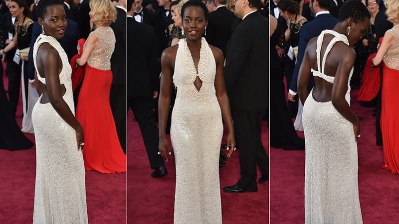 Lupita Nyong'o aux Oscars. La robe brodée de 6.000 perles qu'elle portait ce soir-là a été volée dans sa chambre d'hôtel.