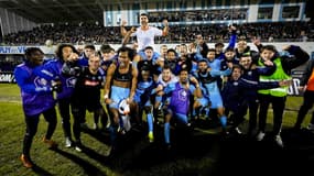 L'équipe masculine du Puy Foot après sa qualification contre Laval, le 7 février 2024