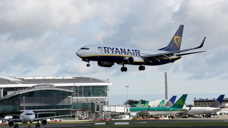 Un avion de la compagnie irlandaise Ryanair atterri à l'aéroport de Dublin en septembre 2017.