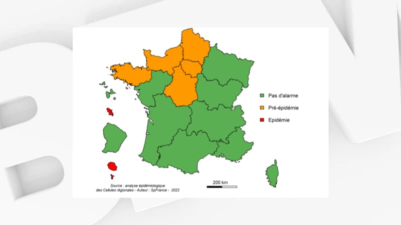 Quatre régions rejoignent la Bretagne en phase "pré-épidémique".