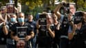 Des policiers manifestent contre la réforme de la police judiciaire (PJ) et contre l'éviction du patron de la PJ de la zone Sud, le 7 octobre 2022 à Toulouse