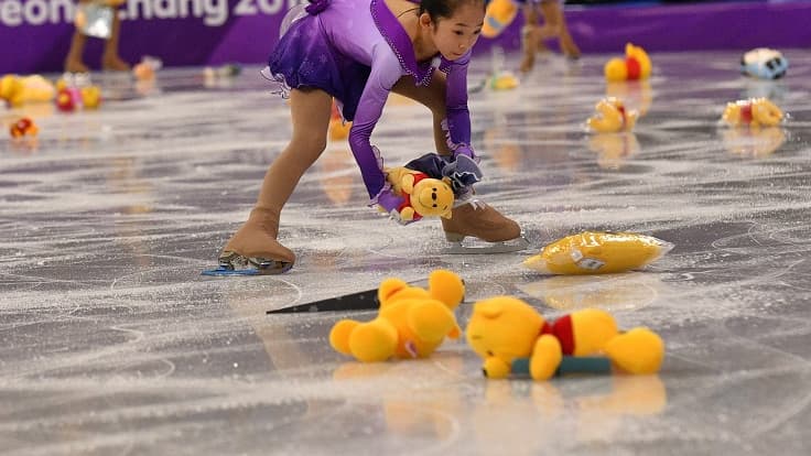 Les peluches ramassées après le passage d'Hanyu