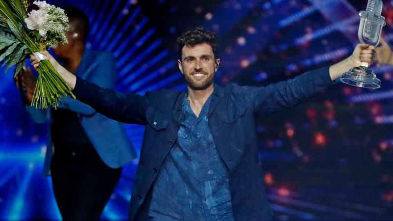 Duncan Laurence, quelques secondes après sa victoire à l'Eurovision 2019