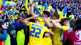 Les joueurs de l'Ukraine, à Glasgow le 1er juin 2022