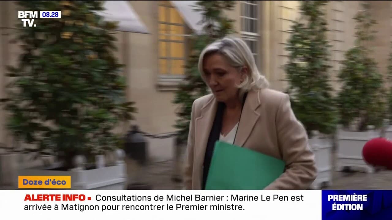 Consultations de Michel Barnier: Marine Le Pen arrive à Matignon