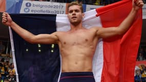 Kevin Mayer, juste après son heptathlon triomphal lors des championnats d'Europe indoor à Belgrade.