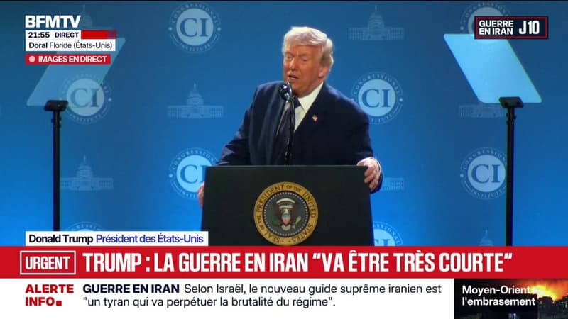 La guerre en Iran va "être très courte", affirme Donald Trump