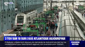 Grève à la SNCF: seulement 3 TGV sur 10 vont circuler ce lundi sur l'axe Atlantique