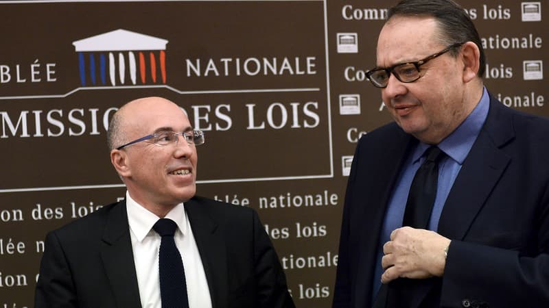 Les députés Eric Ciotti (UMP) et Patrick Menucci (PS), respectivement président et rapporteur de la commission d'enquête sur la surveillance des filières jihadistes.