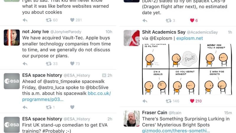 L'affichage algorithmique des tweets bouscule l'ordre antéchronologique. 