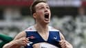 Le Norvégien Karsten Warholm, champion olympique du 400 m haies en battant le record du monde, le 3 août 2021 aux JO de Tokyo