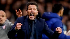 L'entraîneur Diego Simeone bouillant pendant un match de l'Atletico face à Leverkusen en Ligue des champions, le 21 janvier 2025