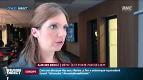 Européennes: "On est les seuls à être en capacité de battre l'extrême droite” a réagi la porte-parole LREM, Aurore Bergé 