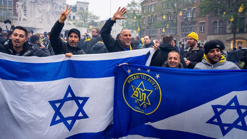 Des supporters du Maccabi Tel Aviv lors de leur déplacement à Amsterdam, le 7 novembre 2024.