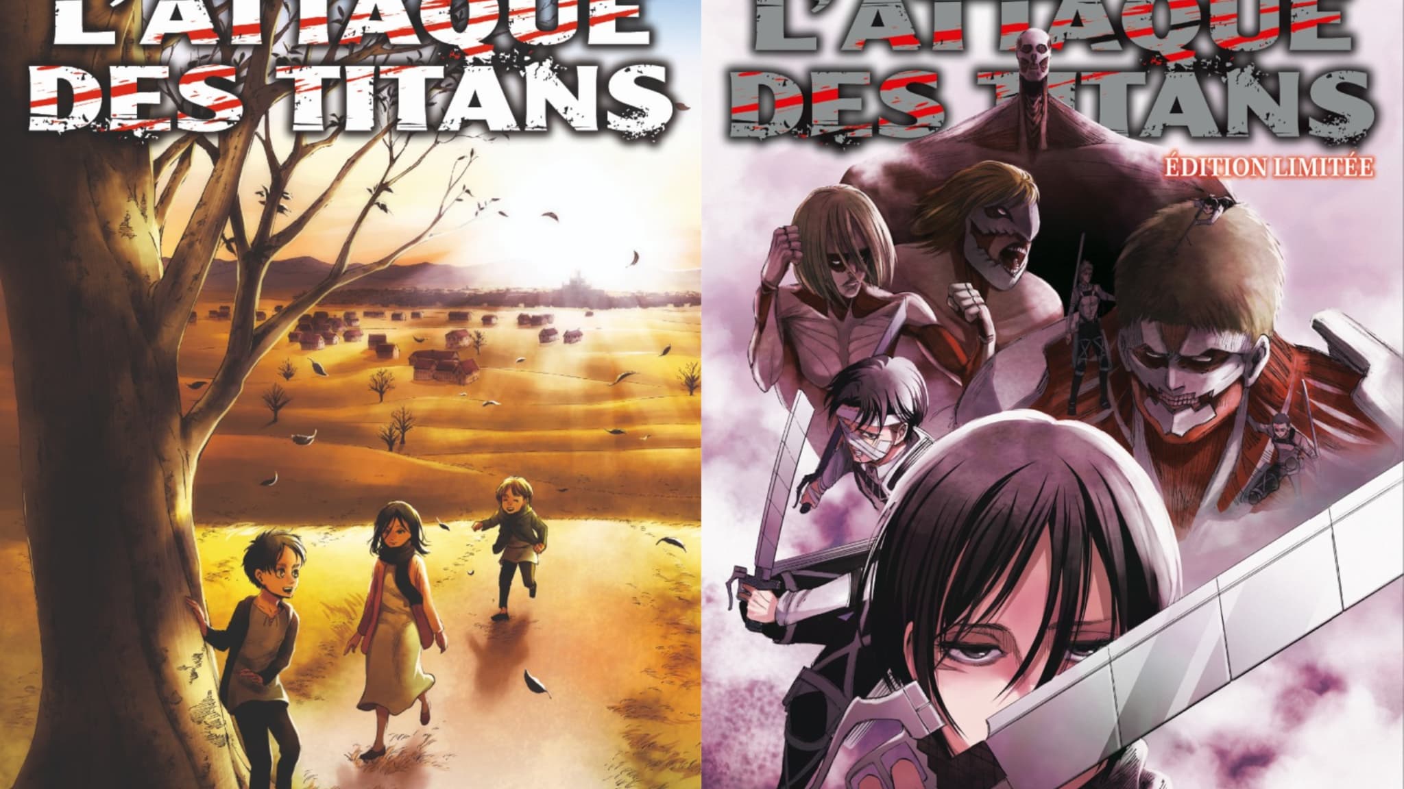 Les couvertures des deux éditions du tome 34 de "L'Attaque des Titans" Les couvertures des deux éditions du tome 34 de "L'Attaque des Titans"